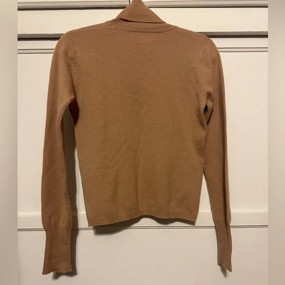 White+Warren Ribbed Classic Cashmere Turtleneck in Camel size S - Picture 3 of 4